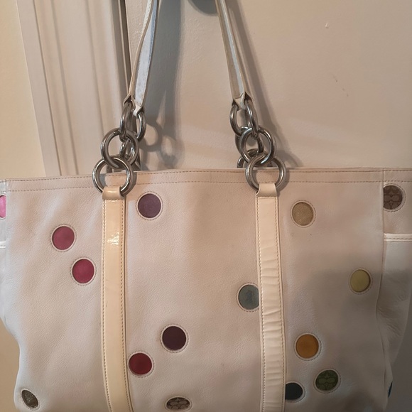 Coach RARE White Tote with Colorful Polka Dots from 2004 - Picture 10 of 16